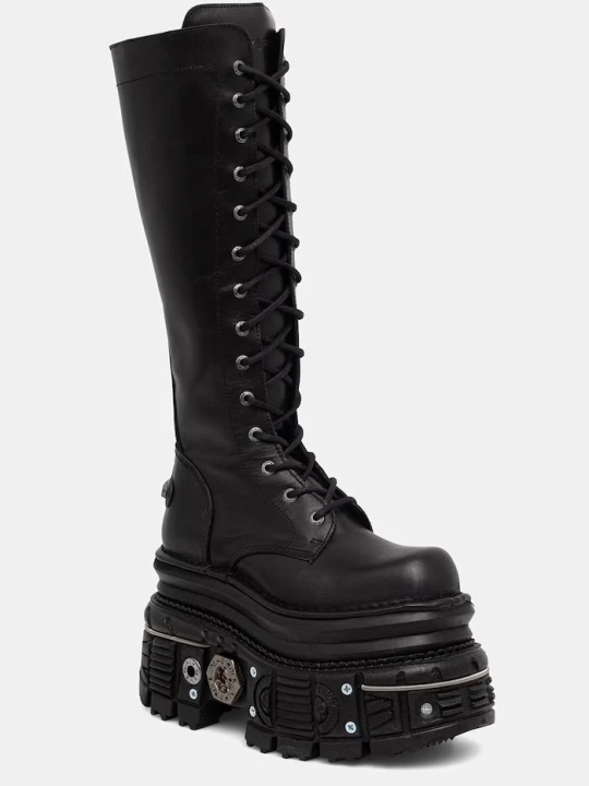 Zdjęcie produktu New Rock kozaki damskie skórzane ITALI NEGRO, IMPERFECT TANK NEGRO E-34 czarny