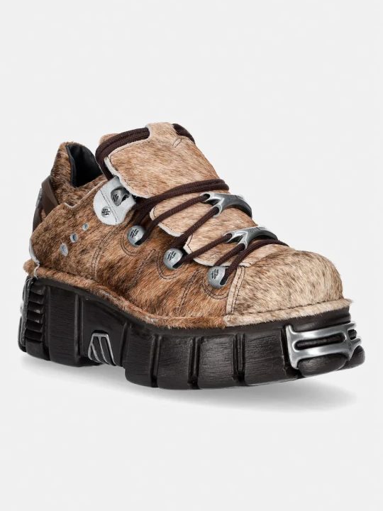Zdjęcie produktu New Rock PELO NATURAL MARRON-BLANCO + IMPERFECT TOWER MARRON TORNILLOS buty damskie skórzane