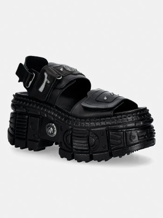 Zdjęcie produktu New Rock sandały damskie skórzane ANTIK NEGRO, ITALI NEGRO, TANK CASCO LATE czarny