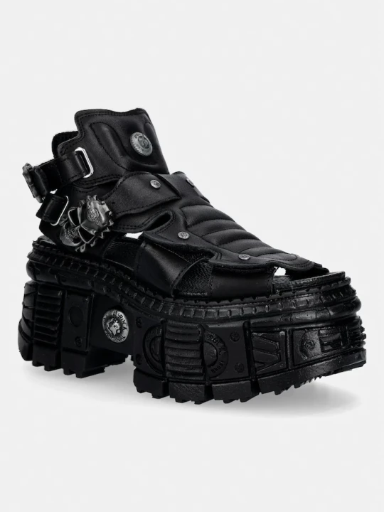 Zdjęcie produktu New Rock sandały damskie skórzane ITALI NEGRO, TANK CASCO NEGRO PIN LATERA czarny