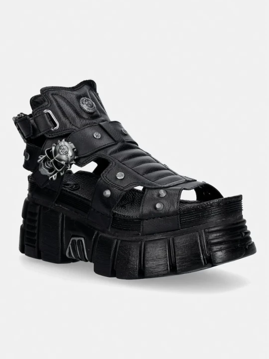 Zdjęcie produktu New Rock sandały damskie skórzane LUXOR NEGRO, TOWER NEGRO + LATERAL + ENT. czarny