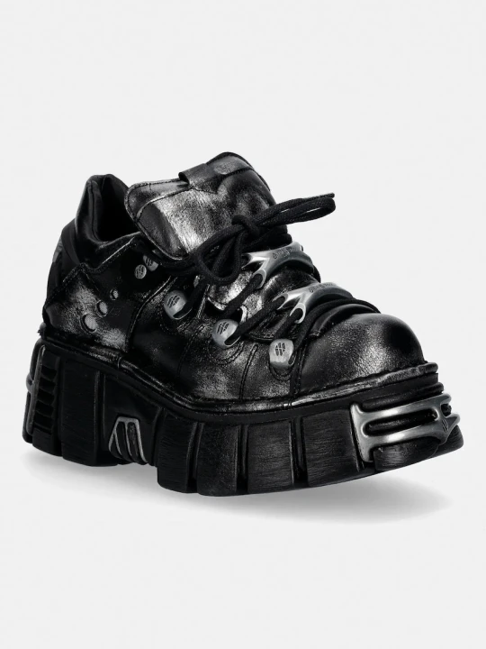 Zdjęcie produktu New Rock sneakersy skórzane BOX PLANE, TOWER NEGRO ACERO + lateral + pu