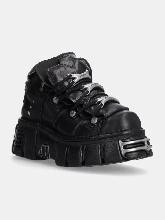 Zdjęcie produktu New Rock sneakersy skórzane Itali Negro + Nomada Negro + Tower Negro Acero