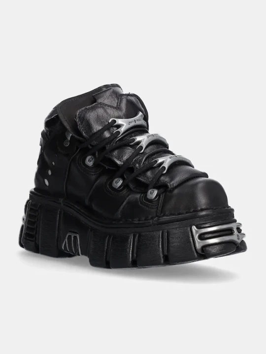 Zdjęcie produktu New Rock sneakersy skórzane Itali Negro + Nomada Negro + Tower Negro Acero czarny
