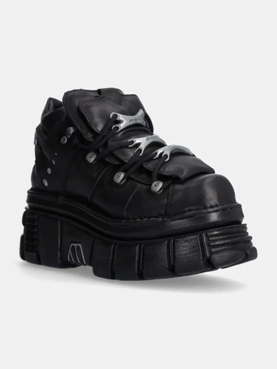 Zdjęcie produktu New Rock sneakersy skórzane Negro + Nomada Negro + Tower Negro Lateral E-14