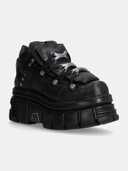 Zdjęcie produktu New Rock sneakersy skórzane Negro + Nomada Negro + Tower Negro Lateral E-14 czarny