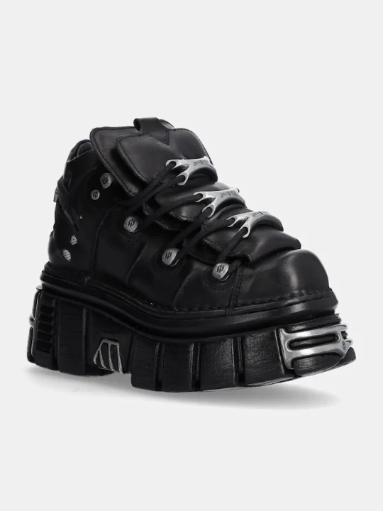 Zdjęcie produktu New Rock sneakersy skórzane Nomada Negro + Tower Negro Lateral E14 Acero czarny