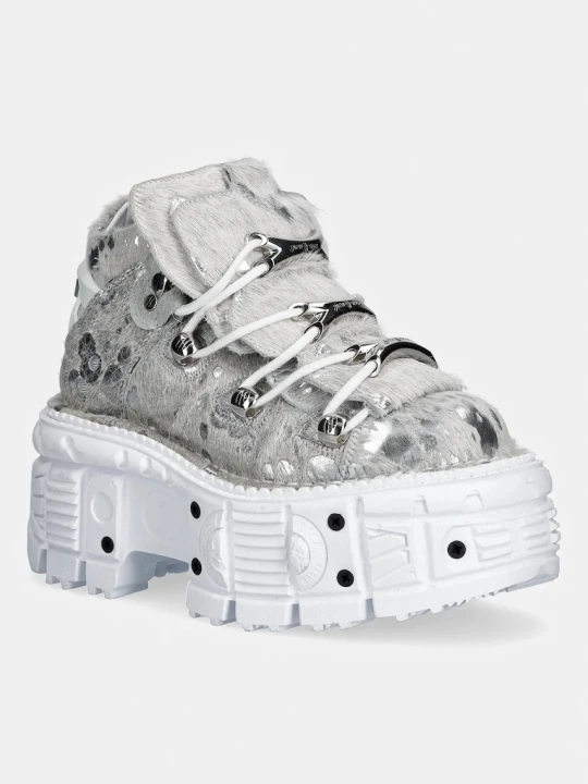 Zdjęcie produktu New Rock sneakersy skórzane PELO CALVAS BLANCO PLATA, TANK BLANCO TORN
