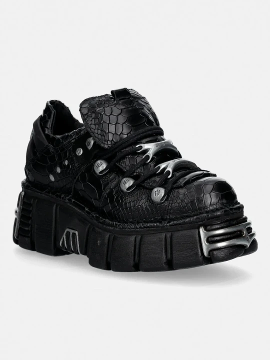 Zdjęcie produktu New Rock sneakersy skórzane PITON ESCAMA NEGRO BRILLO, TOWER NEGRO ACER