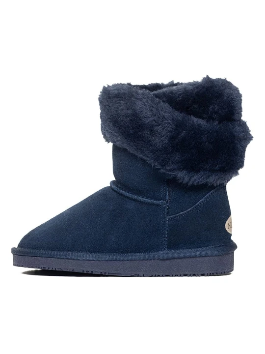 Zdjęcie produktu NICEBAY Skórzane botki zimowe "Fiore" w kolorze granatowym rozmiar: 29