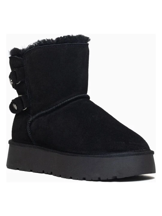 Zdjęcie produktu NICEBAY Skórzane botki zimowe "Sheeba" w kolorze czarnym rozmiar: 38