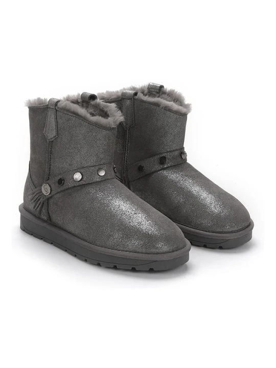Zdjęcie produktu NICEBAY Skórzane botki zimowe "Wilany" w kolorze szarym rozmiar: 37