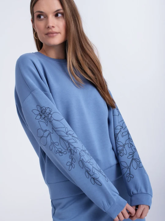 Zdjęcie produktu Niebieska bluza z nadrukiem na rękawach Greenpoint