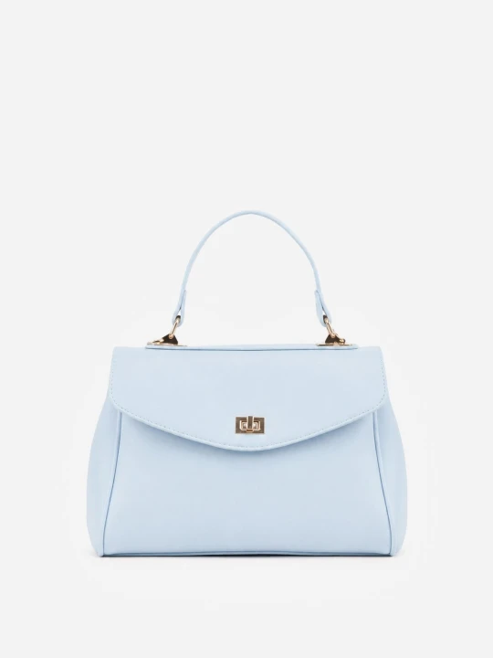 Zdjęcie produktu Niebieska Elegancka Torebka Listonoszka o Fasonie Kuferka z Rączką i Klapą Thexan Caely
