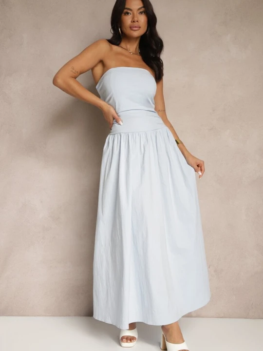 Zdjęcie produktu Niebieska Koktajlowa Bawełniana Sukienka Bodycon Filitera Retro & Icone