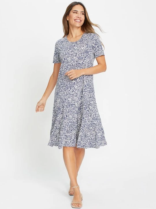 Zdjęcie produktu Niebieska sukienka damska ze wzorem paisley – Boho Beauty Olsen