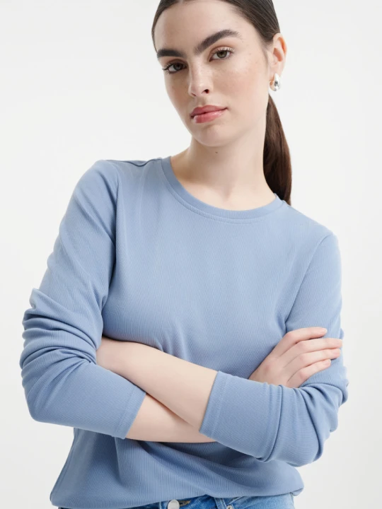 Zdjęcie produktu Niebieski longsleeve z wiskozą Greenpoint