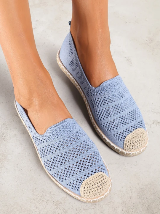 Zdjęcie produktu Niebieskie Ażurowe Espadryle Ozdobione Plecionką na Podeszwie i Nosku Tarniesa