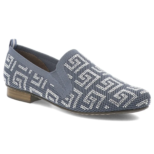 Zdjęcie produktu Niebieskie Baleriny Rieker Eleganckie Wsuwane Obuwie Damskie