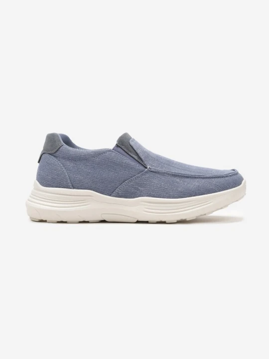 Zdjęcie produktu Niebieskie Buty Sportowe Slip On z Jeanowego Materiału Moallin