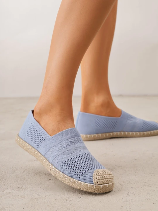 Zdjęcie produktu Niebieskie Espadryle na Płaskiej Podeszwie z Plecionki Chorisa