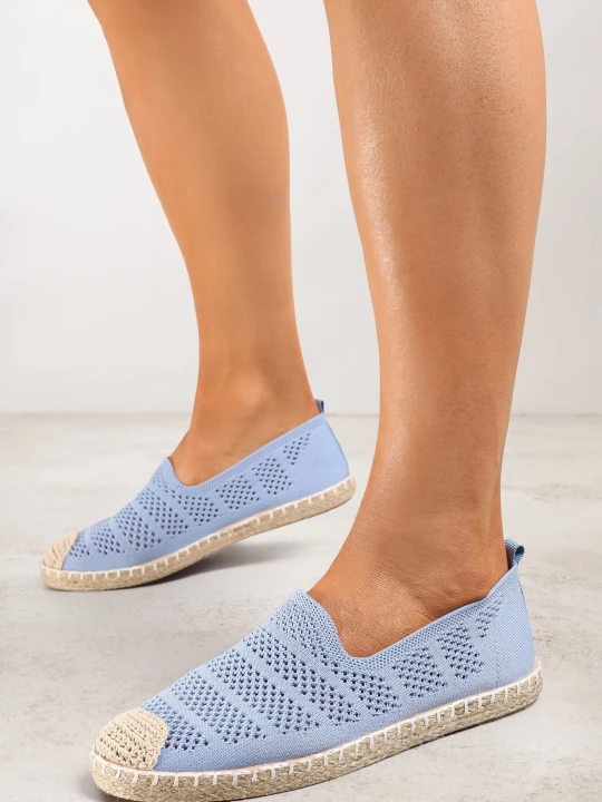 Zdjęcie produktu Niebieskie Espadryle z Ażurowej Siateczki Ozdobione Plecionką Lanivesa