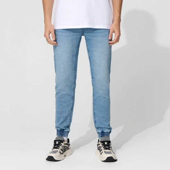 Zdjęcie produktu Niebieskie jeansowe joggery z przetarciami House