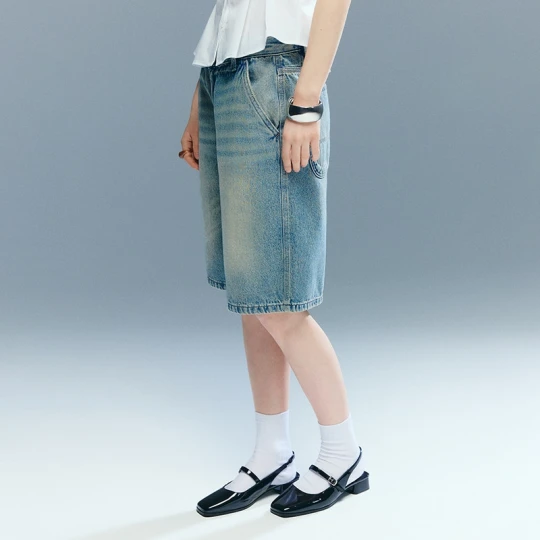 Zdjęcie produktu Niebieskie jeansowe szorty bermudy baggy fit House indigo jeans