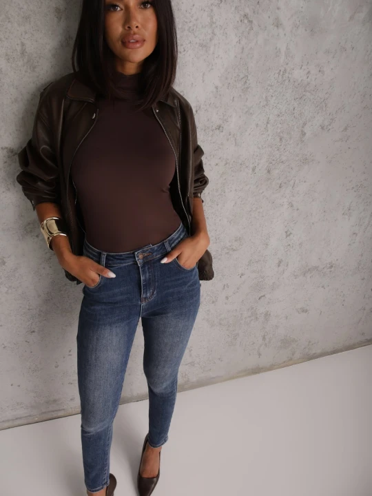 Zdjęcie produktu Niebieskie Jeansy Bawełniane Skinny Fit High Waist Hipho Milas91