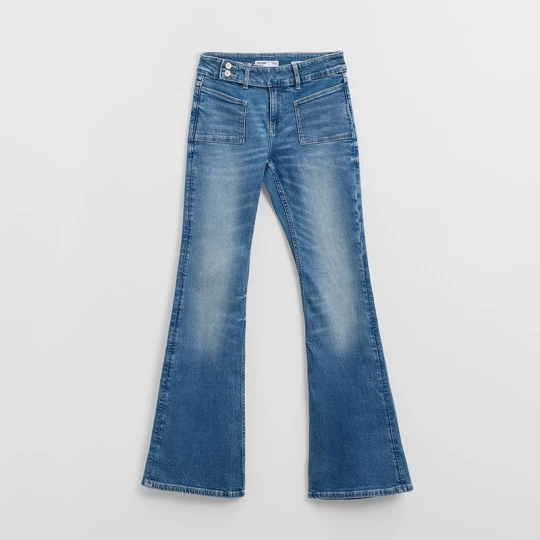 Zdjęcie produktu Niebieskie jeansy dzwony bootcut z niskim stanem House granatowy