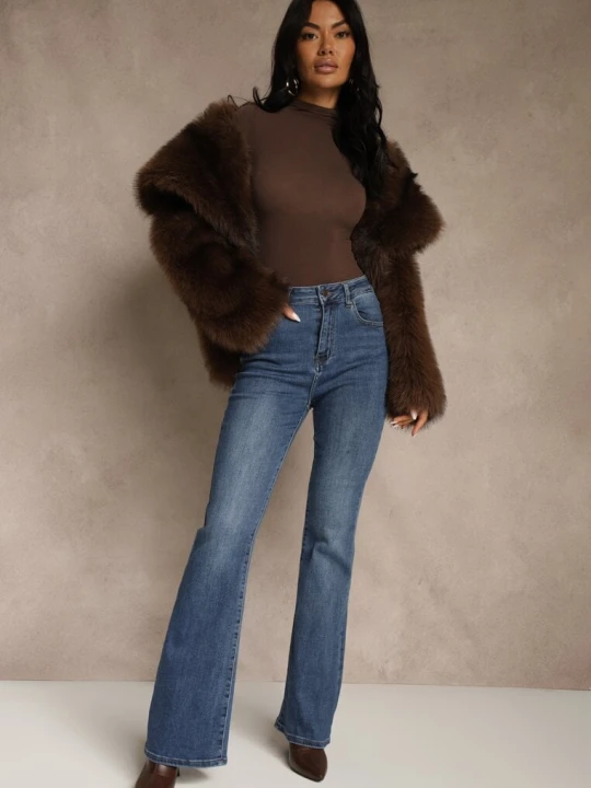 Zdjęcie produktu Niebieskie Jeansy High Waist o Kroju Dzwonów Finvenne Milas91