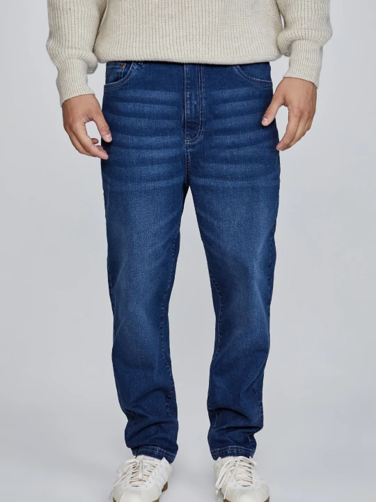Zdjęcie produktu Niebieskie jeansy męskie tapered washed SikSilk