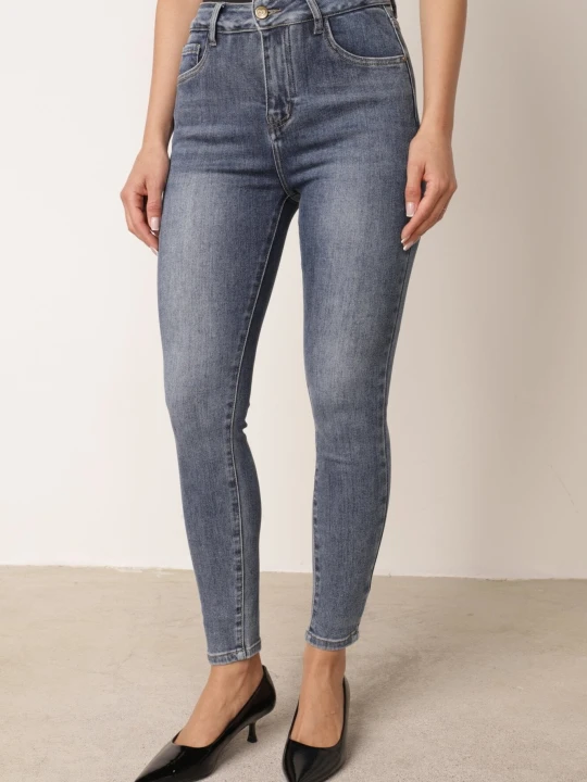 Zdjęcie produktu Niebieskie Jeansy o Kroju Skinny z Bawełną Wyposażone w Gumkę w Pasie Tamello Milas91