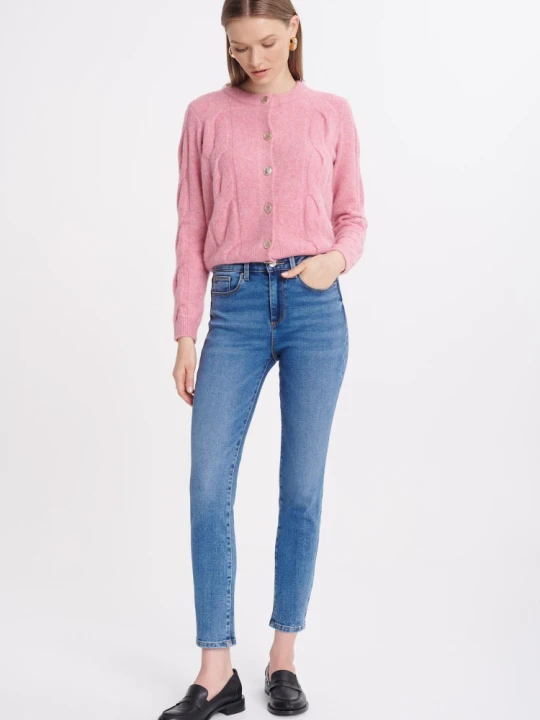 Zdjęcie produktu Niebieskie jeansy slim fit, wysoki stan Greenpoint