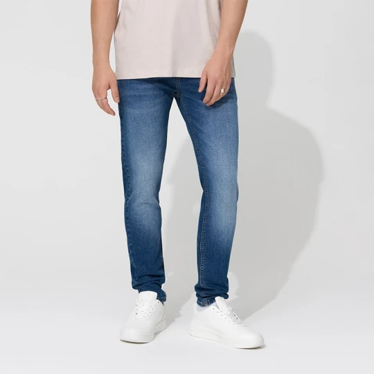 Zdjęcie produktu Niebieskie jeansy slim fit z efektem sprania House