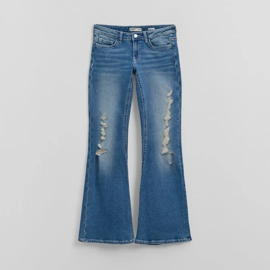 Zdjęcie produktu Niebieskie jeansy typu bootcut z niskim stanem House indigo jeans