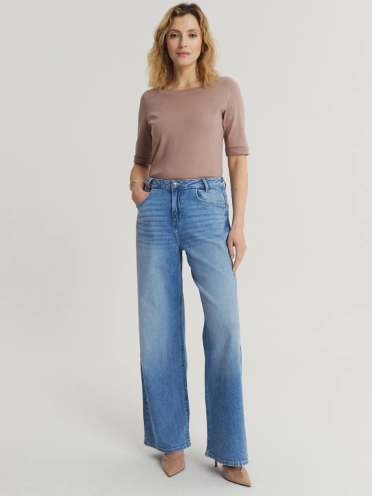 Zdjęcie produktu Niebieskie jeansy wide leg Greenpoint