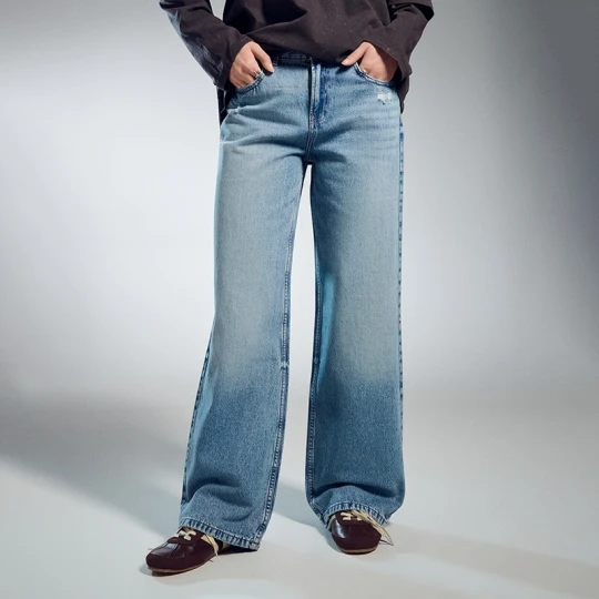 Zdjęcie produktu Niebieskie jeansy wide leg z wysokim stanem House