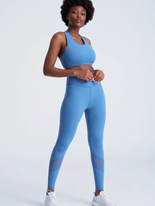 Zdjęcie produktu Niebieskie legginsy ozdobione siateczką Greenpoint