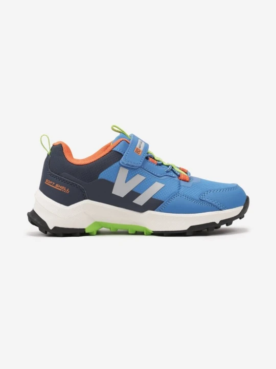 Zdjęcie produktu Niebieskie Płaskie Sznurowane Buty Sportowe Sneakersy z Geometrycznym Wzorem Ellitrien