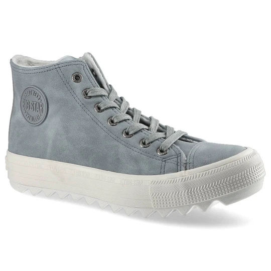 Zdjęcie produktu Sneakersy damskie Big Star, ocieplane ze wzmocnionym noskiem oraz masywną gumową podeszwą o wyraźnym bieżniku, niebieskie, EE274115