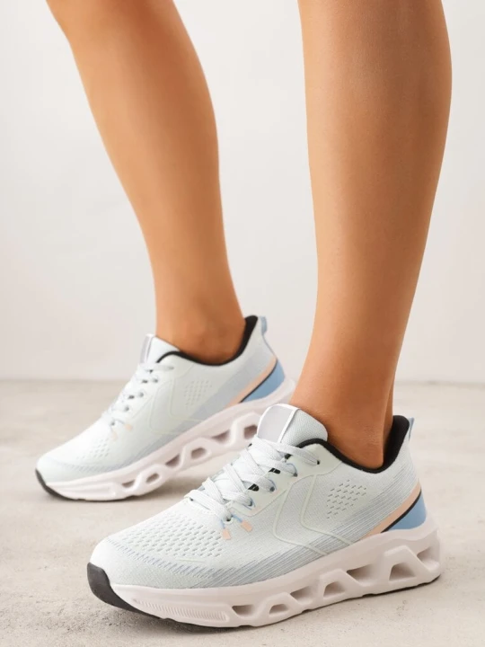 Zdjęcie produktu Niebieskie Buty Sportowe na Grubej Geometrycznej Podeszwie Alexusa