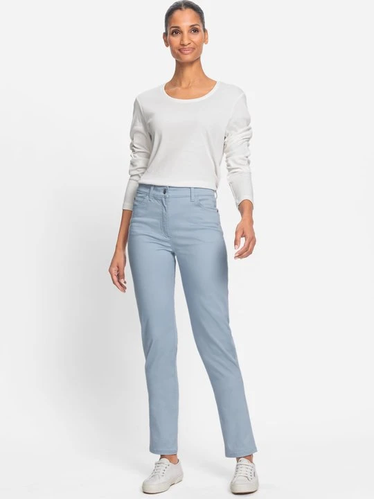 Zdjęcie produktu Niebieskie spodnie damskie Mona Slim - Coast Vibes Olsen