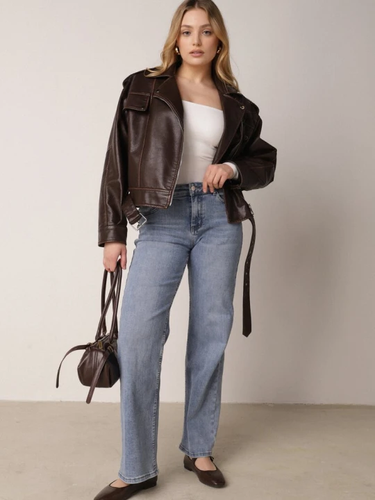 Zdjęcie produktu Niebieskie Szerokie Jeansy z Regularnym Stanem z Bawełną i Domieszką Wiskozy Lairoe Hello Miss