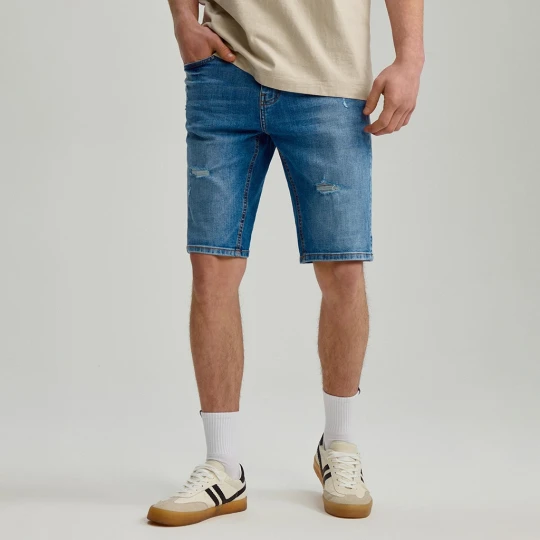Zdjęcie produktu Niebieskie szorty jeansowe z przetarciami House