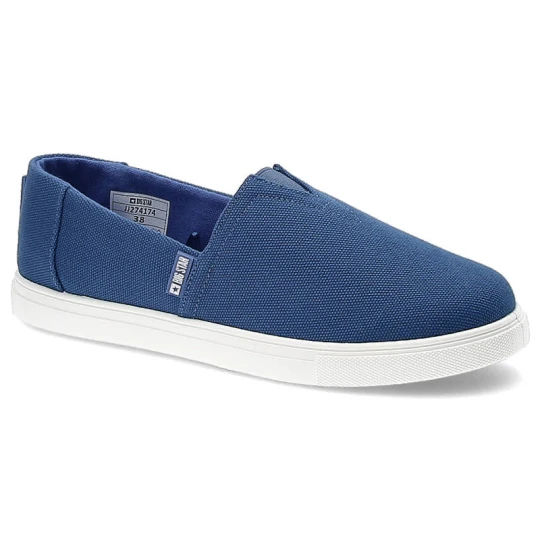 Zdjęcie produktu Tenisówki damskie Big Star, z tekstylną cholewką i elastycznymi wstawkami ułatwiającymi zakładanie, niebieskie, JJ274174