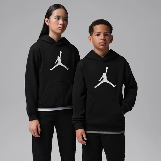 Zdjęcie produktu Nierozpinana bluza z kapturem z dzianiny dla dużych dzieci Jumbo Jumpman Jordan - Czerń