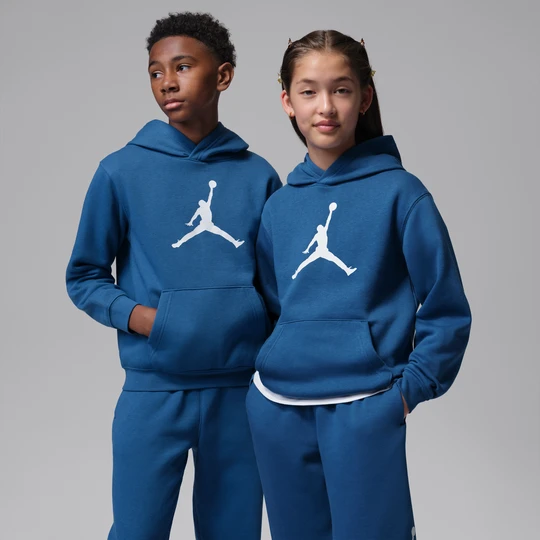 Zdjęcie produktu Nierozpinana bluza z kapturem z dzianiny dla dużych dzieci Jumbo Jumpman Jordan - Niebieski
