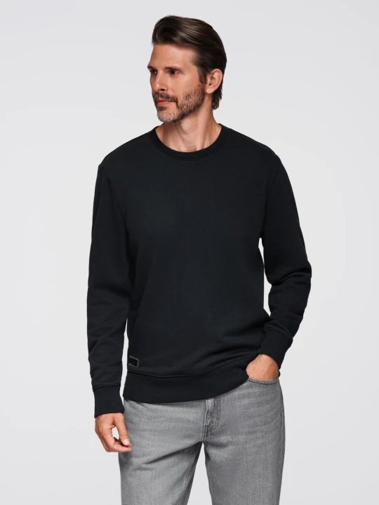 Zdjęcie produktu Nierozpinana męska dresowa bluza BASIC – czarna V9 - Rozmiar: S Ombre Clothing