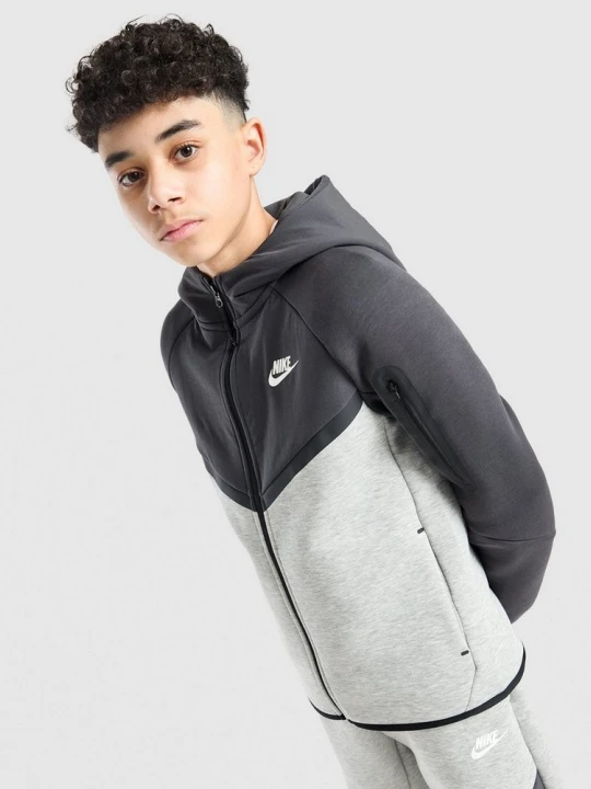 Zdjęcie produktu Nike Bluza Rozpinana Z Kapturem B Nsw Tch Flc Mix szary